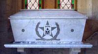 Crypt where Alamo Heros Davy Crocket, Jim Bowie and William Travis are buried at the San Fernando Cathedral Church in San Antonio