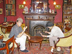 Sherlock Holmes Museum - London, England - Gene Pisasale and Phyllis Recca examine clues
